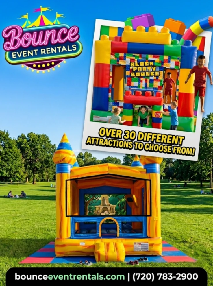 Block And Volcano Bounce House rental for Cherry Hills Village CO events in ZIP code 80113