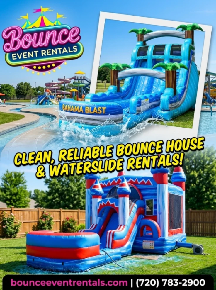Flash Mega Bounce Slide And Bahama Blast Extended Dual Slides rental for Cherry Hills Village CO events in ZIP code 80113