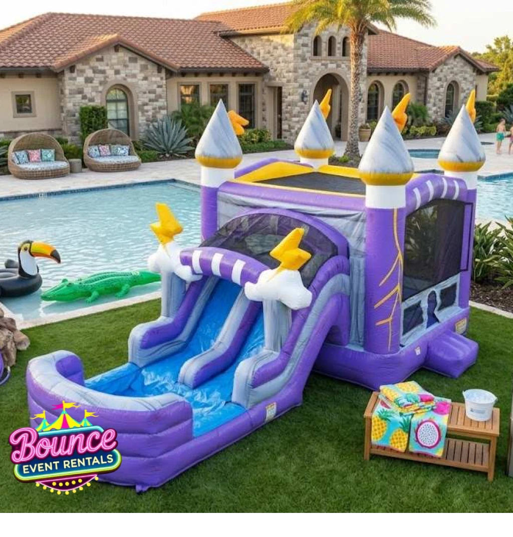 Purple Thunder Bounce House Dual Slides rental for Cherry Hills Village CO events in ZIP code 80113