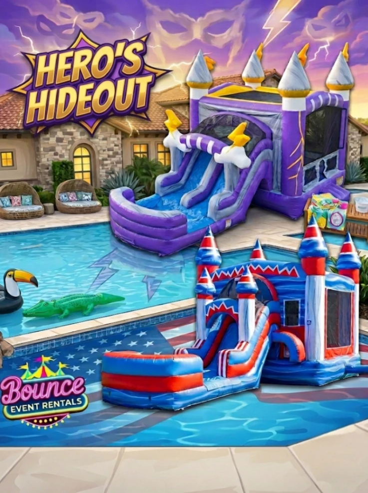 Purple Thunder And Flash Mega Bounce House rental for Cherry Hills Village CO events in ZIP code 80113